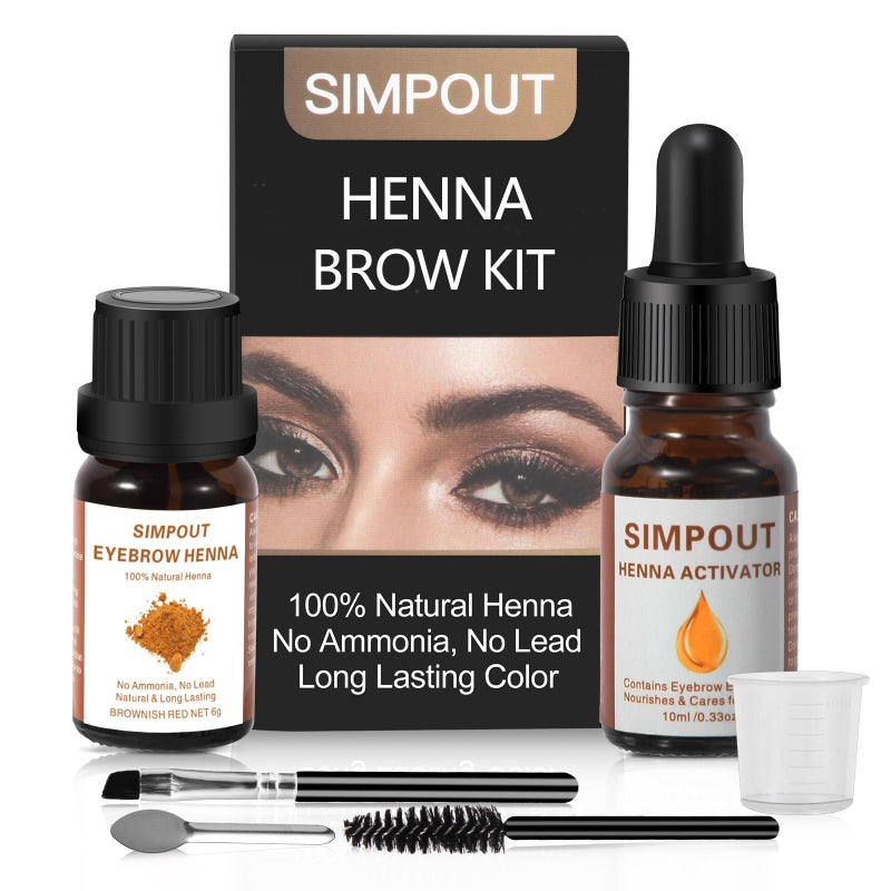 Simpout Pure Natural Henna for Hair  Water and Smudge Proof Professional AtHome and Salon Use Easy Application Brownish Red